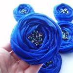 Royal Blue Roses Handmade Appliques Embellishment..
