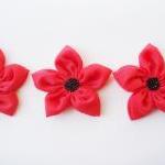 Red Flowers Handmade Appliques Embellishments(3..