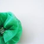 Green Flowers Handmade Appliques Embellishments(4..