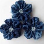 Indigo Blue Flowers Handmade Appliques..
