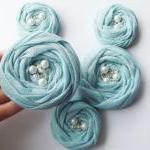 Blue Cotton Roses Handmade Appliques..