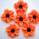 Handmade Neon Orange Medium Ribbon Flower..