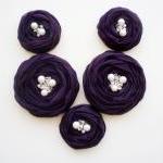 Purple Roses Handmade Appliques Embellishment 5..