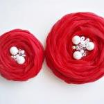 Red Roses Handmade Appliques Embellishments(5 Pcs)