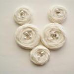 Ivory Fabric Roses Handmade Appliques..