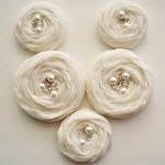 Ivory Fabric Roses Handmade Appliques..