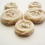 Nude Chiffon Roses Handmade Appliques..