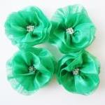 Emerald Green Flowers Handmade Appliques..