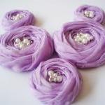 Lilac Roses Handmade Appliques Embellishment 5 Pcs