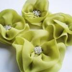 Lime Flowers Handmade Appliques Embellishments(4..