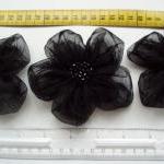 Black Flowers Handmade Appliques Embellishments(3..