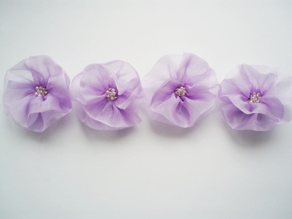 Lilac Flowers Handmade Appliques Embellishments(4 Pcs)