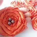 Orange Red Roses Handmade Appliques..