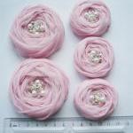 Pink Chiffon Roses Handmade Appliques..