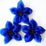Cobalt Blue Flowers Handmade Appliques..