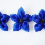 Cobalt Blue Flowers Handmade Appliques..